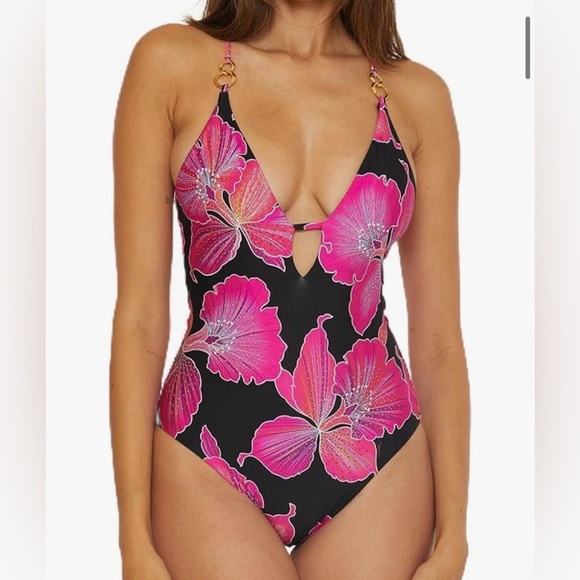 TRINA TURK fleury strappy back one piece swimsuit size 12 NEW